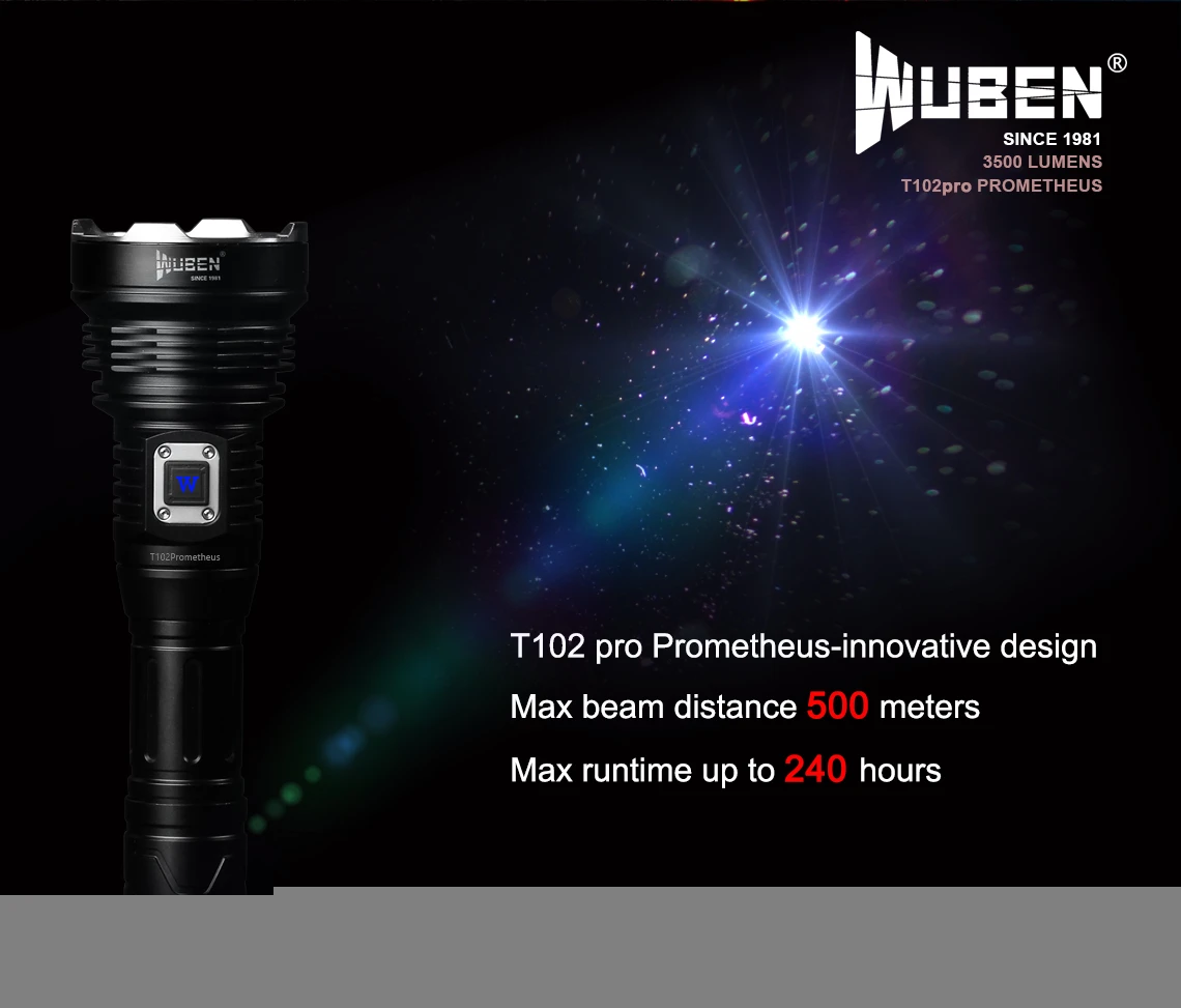 WUBEN T102 Pro Maximum endurance 240h Search and rescue flashlight