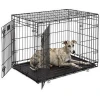 XS S M L XL XXL 22 24 30 36 42 48 Inch Single Double Door Folding Metal Dog Crate Cage With Panel Floor Tray Large Big Small Pet