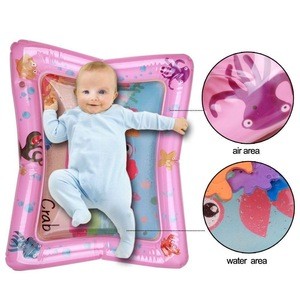 Y- Pink baby girl&#39;s favorite environmentally friendly PVC belly time inflatable baby water play mat with animal floatability