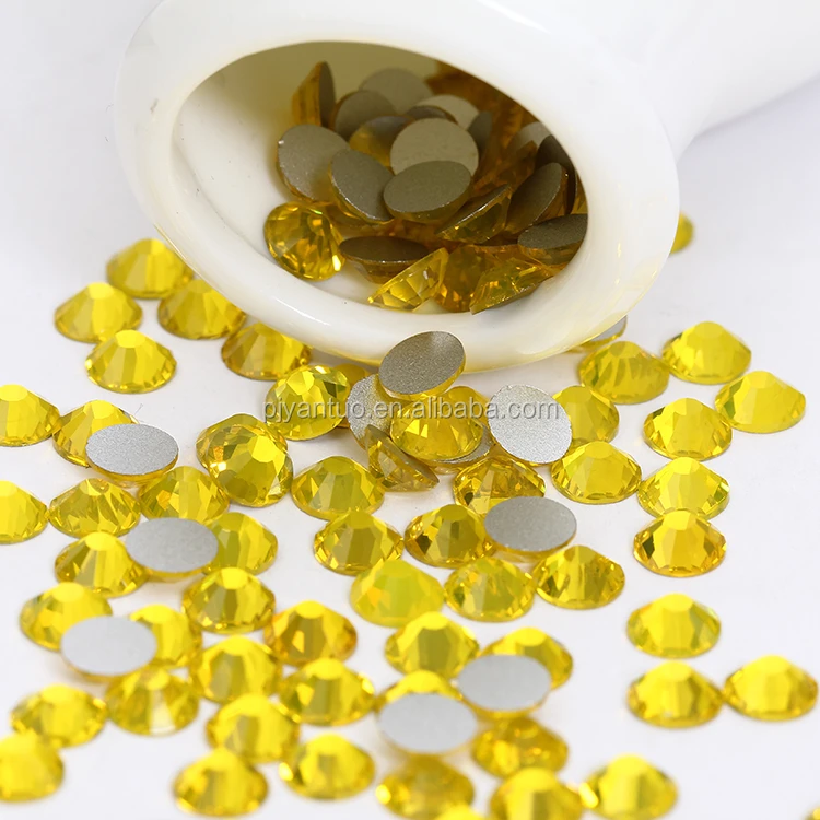 Yantuo  Hot Sale SS3-SS30 Citrine Clear Non HotFix Flat Back Crystal Non Hot Fix Rhinestones for Nail Art