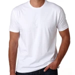 Yihao Wholesale Men's Apparel White Short Sleeve Round Collar T-Shirt