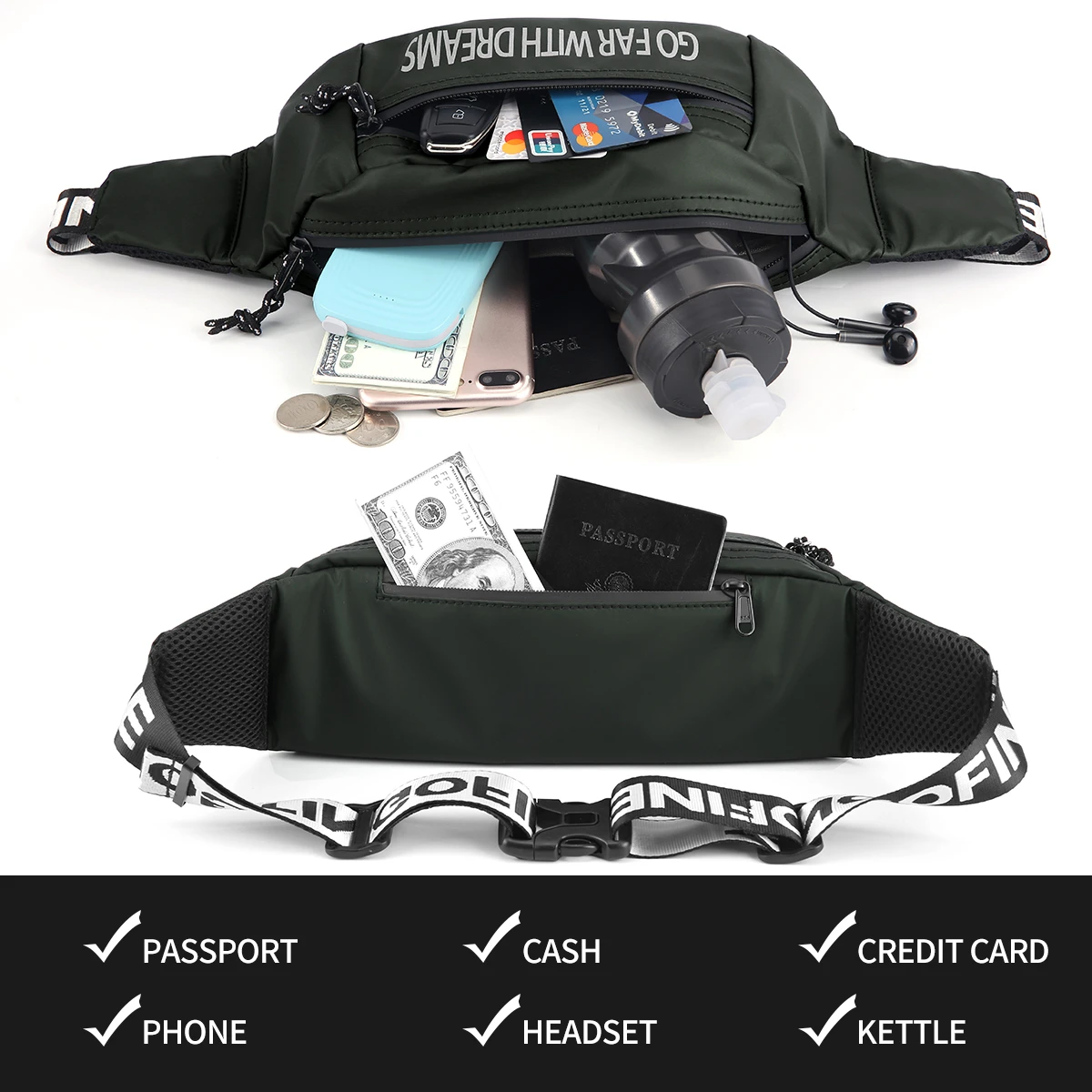 YIPINU wholesale  Fashion running hiking waterproof waist bag Belt Pack