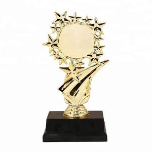 Yiwu supplier plastic crafts high quality gold plated star trophy cup