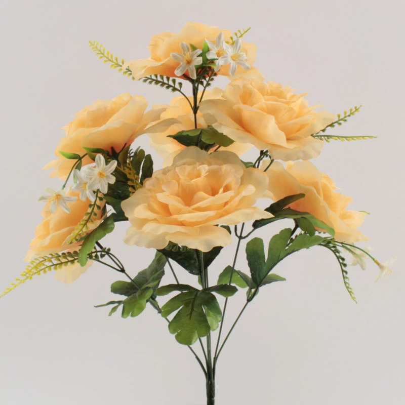 Yiwu supplies 7 heads rose bouquet arrangement artificial flowers funeral