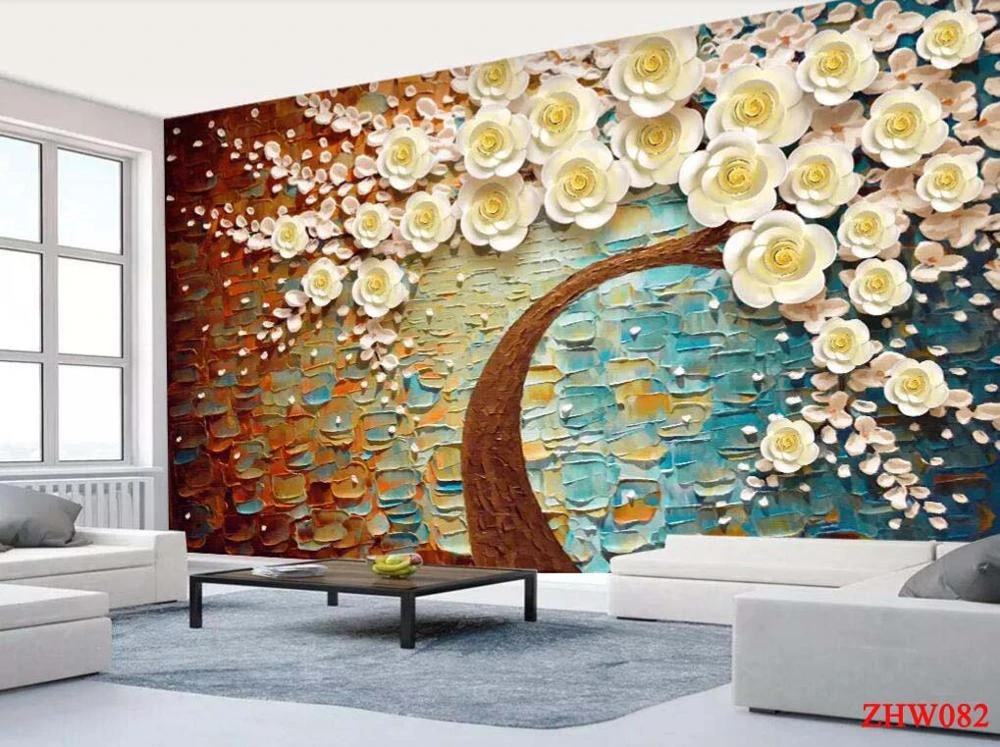 ZHIHAI Customized high quality flowers print asian 3d decorative wall mural