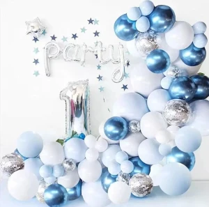 Blue and white balloon decoration set