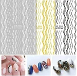 Nail Art Sticker Laser Gold Metal Self Adhesive Stripe Wave Line Band