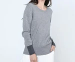 Ladies Fashion Two Tone Classic Round Neck Cashmere Pullover Sweater