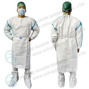 EN14126 TYPE Pb4B Disposable Taped Blue Seam Microporous Isolation Gown