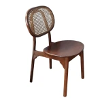 Japandi Wooden Dining Chair with Rattan Back | Solid Wood Chair Manufacturer Indonesia