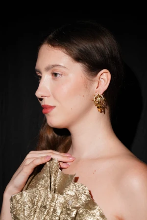 EARRINGS ANCHOR KEY HALF HOOPS WSE888-024