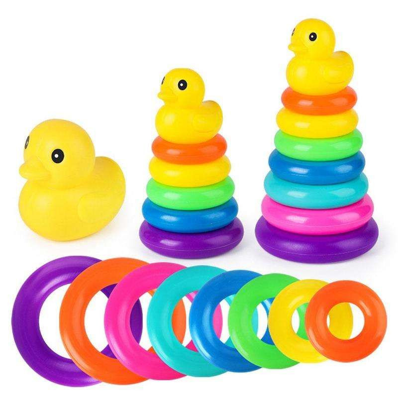 Buy Baby Stacking Rings Toy Duck Plastic Rainbow Stacker Toddler ...