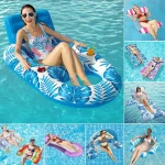 Swimming pool PVC inflatable floating row foldable water stripe hammock Adult play recliner floating bed Pool floats