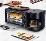 Multifunctional breakfast machine Bread maker Mini oven Coffee maker 3-in-1