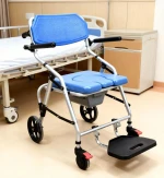 Aluminum Portable Medical Bedside Folding Toilet Commode Chair with Wheels and Footrest for Elderly and Handicap Patien