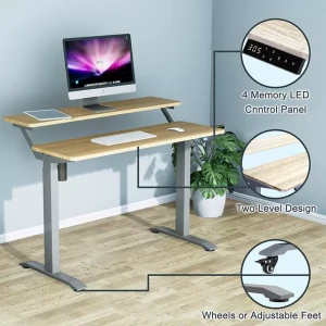 sit-standing mobile desk workstation office desk electric height adjustment