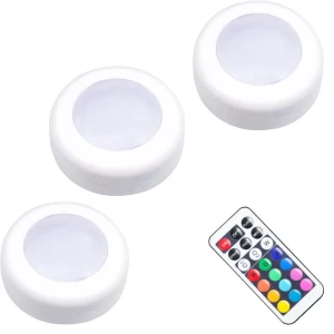 0.6W 7 Battery Power cool white  portable mini Infrared sensor switch wardrobe cabinet Round led light+Infrared remote control