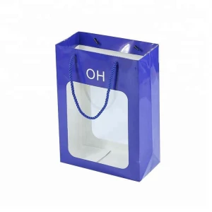 perfume  packaging shopping paper bag with clear window