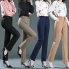 New Fashion Women Office Lady High Waist Straight Trousers Elastic Solid Color Soft Plus Size Formal Long Pants