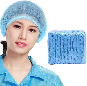 Disposable Blue Medical bouffant head cap nurse hat non woven elastic disposable cheap surgical caps