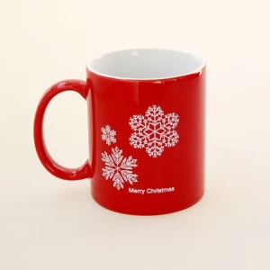 Custom Red shiny printed Christmas ceramic coffee mugs