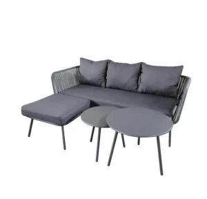 4-Seater Sectional Sofa Set For Patio with 2 Size Round Coffee table
