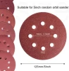 125mm 5 Inch Red 8 Holes Aluminum Oxide Abrasive Discs Hook And Loop Sanding Polishing Disc 60 Grit Sandpaper Round Sand Paper