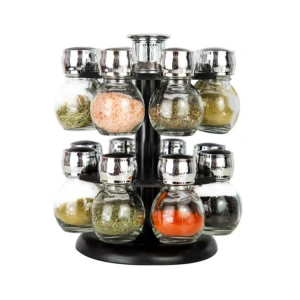 12pcs Glass Spice Jar Rack Storage Organizer salt pepper shaker seasoning jar spice jar set