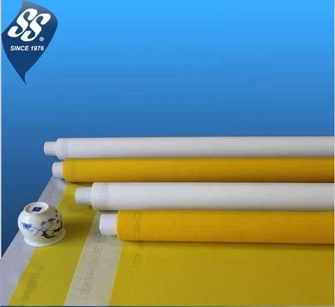 1.high tension white yellow monofilament polyester screen printing mesh fabric / silk bolting cloth