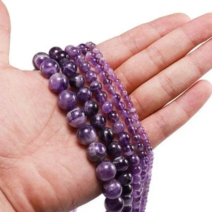 1strand/lot 6 8 10 12 mm Natural Dream Purple Amethystes Crystal Stone Round Beads Loose Spacer Bead For Jewelry Making Bracelet