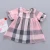 Import 2-3years baby dress grid pattern 12 month baby dresses with ruffle sleeve from China