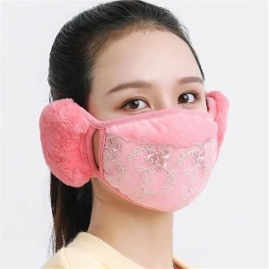 2 In 1 Fashion Designer Womens Adults Women Ear Muffs Run Facemask Warm Heated Fuzzy Fluffy Winter Mouth Face Maskes Earmuffs