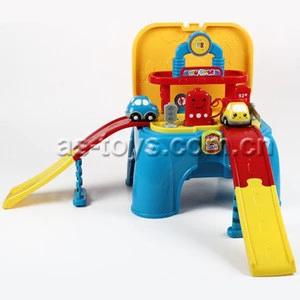 2 in 1 Plastic Storage Chair Kids Orbital Gas Station Toy with Light and Sound