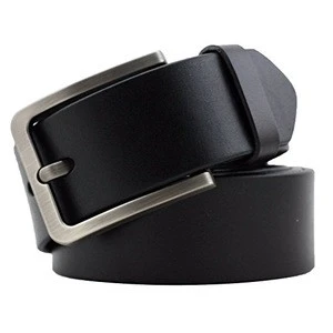 2019 Factory price 38mm high quality genuine leather mens 38mm silver buckle belts