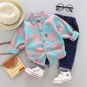 2019 High Quality New Style Trade Fashion baby shirts and  jeans children clothing sets boutique