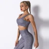 2020 Fashion Women Printing Dry Fit Gym Wear Soft Yoga Set With Shockproof Gather Bra