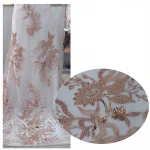 2020 High Quality African French Bridal Gowns Materials Sequence Sequins Tulle Net Lace Fabric for Nigerian Wedding  GY987