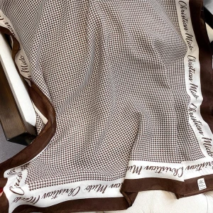 2020 Korean luxury long shawl houndstooth cotton and linen feel ladies dual-use warm scarf cotton and linen scarf