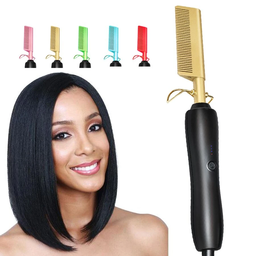 2020 New Style MINI Temple Comb Copper color Electric Hot Comb electric hair straightener
