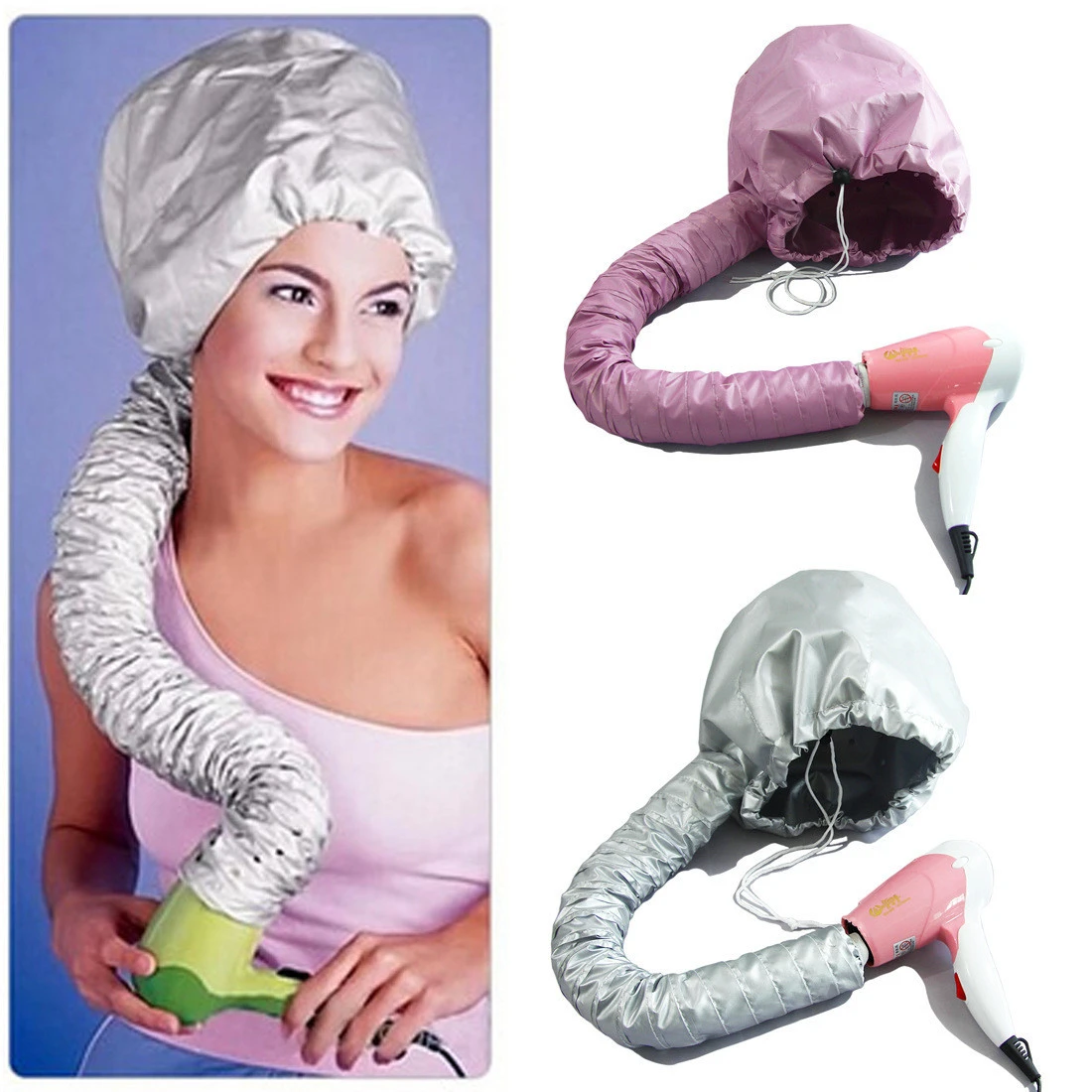 2021 New Amazon Hot sell Professional Salon Nylon Attachment Hair Dryer Soft Bonnet Cap Hat bonnet dryer attachment