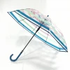 23 inch straight auto open clear umbrella with  fiberglass shaft umbrella and PU handle transparent umbrella