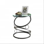 24 Contemporary Round Tempered Glass Top Circle-Design Metal Frame Accent Side End Table