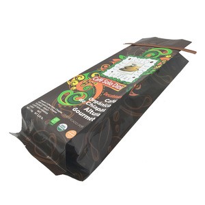 250g Embossing Glossy Matte Beans Lined Brown Kraft Paper Coffee Packing Bag With One Way Valve