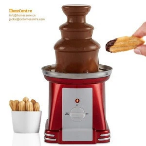 3 tiers stainless steel Chocolate Fondue Fountain with Metallic red painting for option with 90W