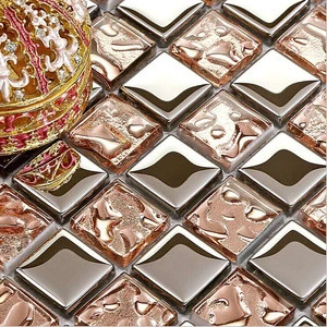 300*300mm Gold shining crystal glass mirror mosaic