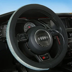 38CM Crystal Car Steering Wheel Cover,with PU Leather, Car Steering Wheel Accessories