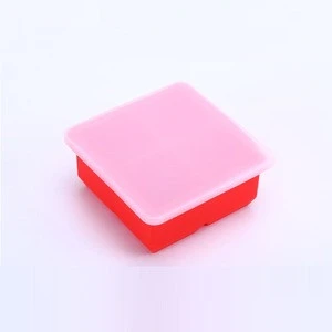 4 Cavity Silicone Large Square Ice Cube Tray for Whiskey Cream