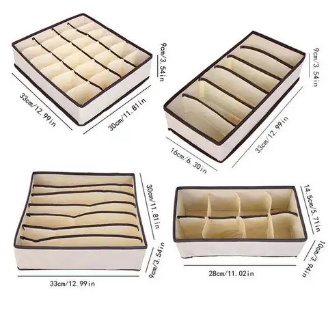 4 Pieces Drawer Underwear Organizer Divider Fabric Foldable Woven  Underwear Storage Box Bra And Socks Storage Box set