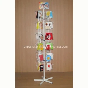 48 Iron Rod Frame Pockets Rotating Book Store Floor Card Rack Display (PHY263)