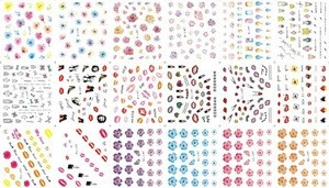 48PCS Popular Sticker Nail Art Pattern Jewelry Cat Butterfly Pendant Manicure Tips Nails Water Transfer Decals